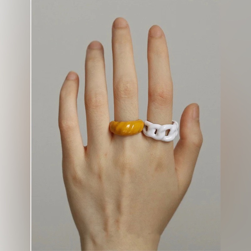 mon cher moi butter croissant enamel ring